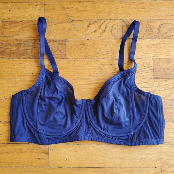Adore Me Contour Underwire Bra 36D Navy Blue Full Coverage Mesh Panels 00502 - Picture 1 of 10